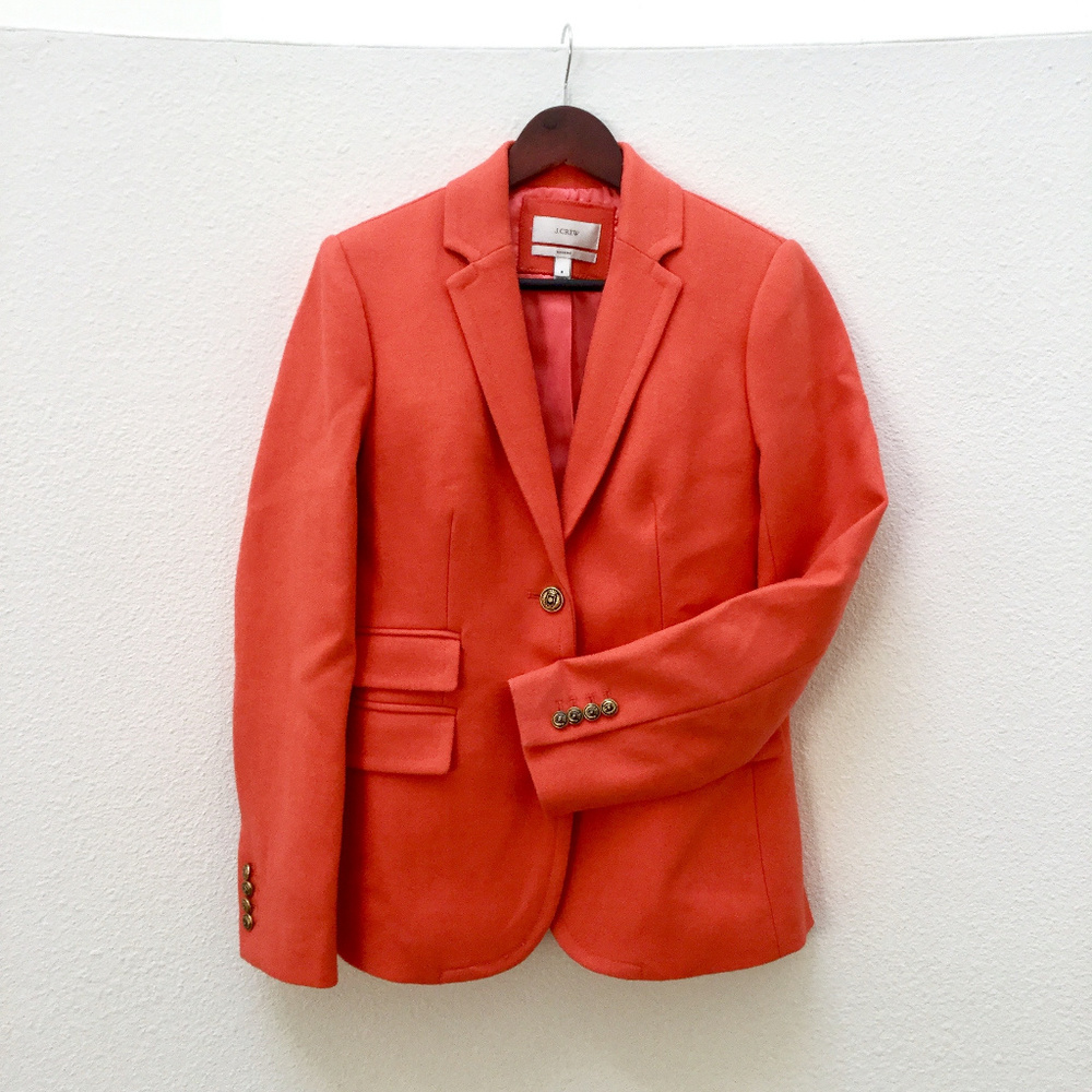J Crew coral wool hacking jacket - stunning! NWOT